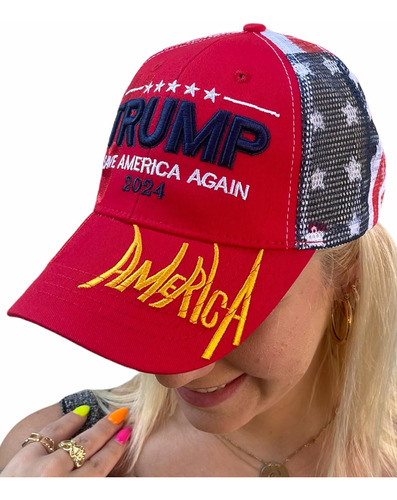 Trump 2024 - Gorra De Camionero Ajustable Con Bordado Make