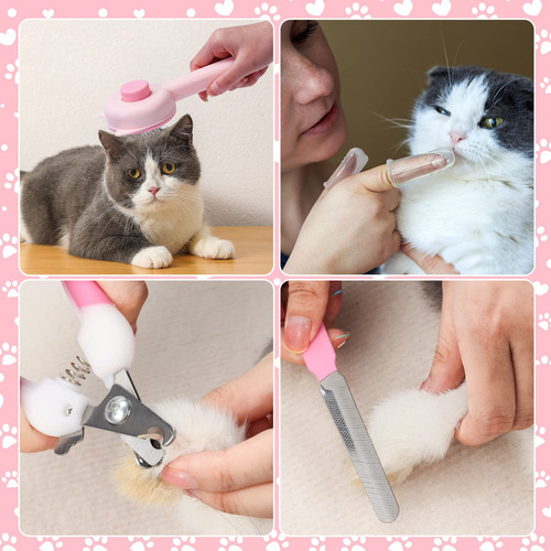 Kit De Aseo Automático Para Gatos Cepillos Y Cortaúñas