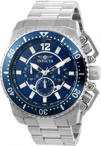 Reloj Hombre Invicta Pro Diver Crono Plateado  Azul 21953