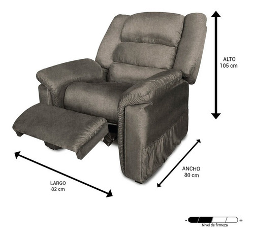 Reposet Elara Lino Gris Sofa Pieza Sillon Plaza Sala