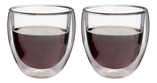 Vaso Café Transparente Doble Pared Vidrio 150 Ml Pack X2