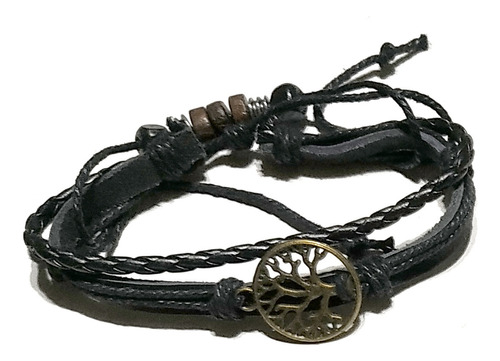 Pulsera Eco Cuero Ajustable Moda Ecocuero Dije Brazalete