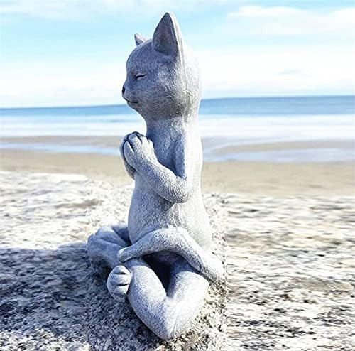 Eatingbiting 4.7 Estatua De Gato De Meditación Yoga Gato Dec