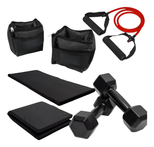 Colchoneta + 2 Mancuernas 1 Kg + 2 Tobilleras 1 Kg + Banda Negro