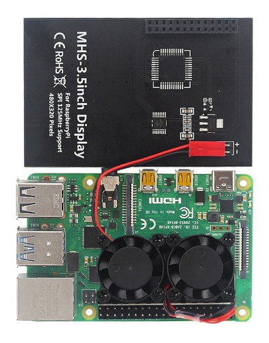 Pantalla Tactil 3.5 Raspberry Pi 4 Case Doble Ventilador Kit