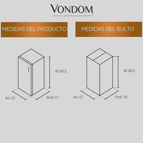 Imagen 5 de 8 de Freezer Bajo Mesada Blanco 85 Litros Vondom Fr55 Outlet