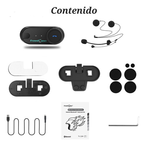 Casco De Motocicleta Sistemas De Comunicación Freedconn T-COM VB color black