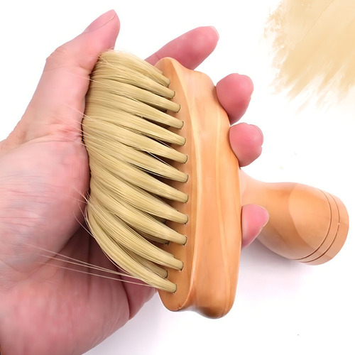 - Cepillo Madera Limpieza Cuello Barbería Corte De Pelo 1pz