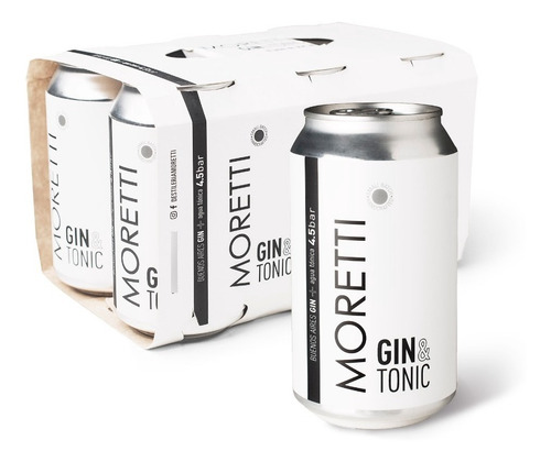 Imagen 1 de 8 de Gin Tonic En Lata Destilería Moretti Six Pack (6 Latas)
