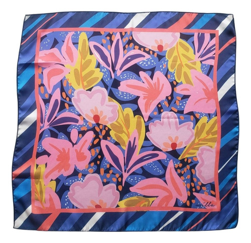 Pañuelo Seda Diseño Estampado Mujer 45 X 45 Bandana Variedad De Colores Variado 50 X50