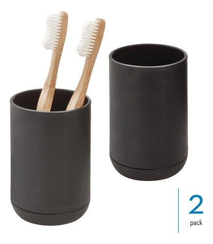 Juego De 2 Soportes Para Cepillos De Dientes Color Negro