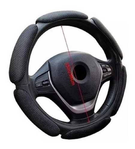 Imagen 4 de 9 de Cubre Volante Suede Gamuza Sintetica Negro Suave Acolchado