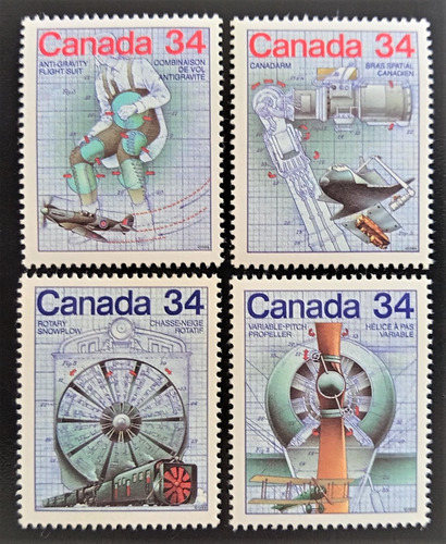 Canadá, Serie Yv 959-962 Invenciones 1986 Mint L18890
