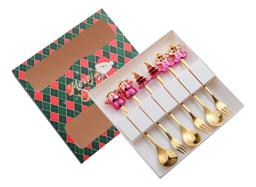 Cucharas Y Tenedores Con Personajes Caja Verde Morada