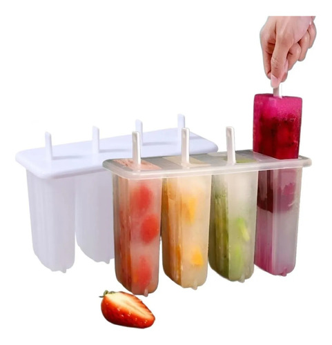 Molde Helado Paleta Freezer Postre Palito Plástico Color Blanco