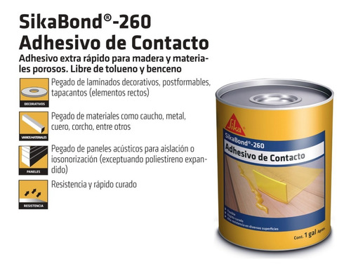 Imagen 2 de 7 de Sikabond 260 Adhesivo De Contacto Multiuso 1 Gal (3,8 Lt)