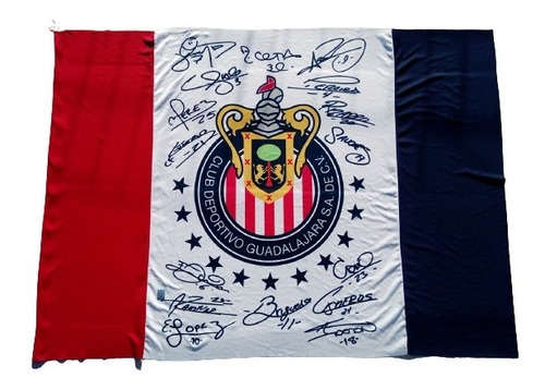 Bandera Oficial De Las Chivas Con Firmas Del Campeon