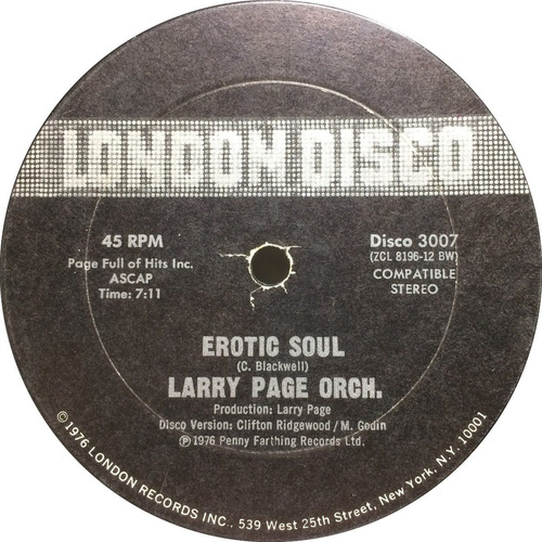 Vinilo Larry Page Orch. Erotic Soul Maxi Usa 1976 Funk Soul (Usado)