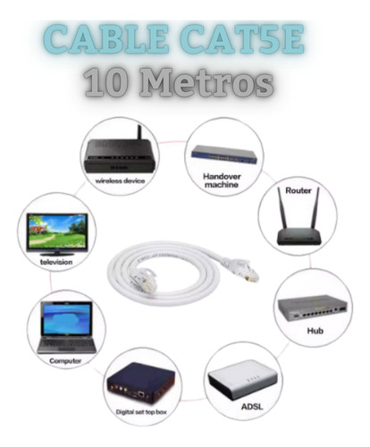 Cable De Red Network 10 Metros Categoria 5e