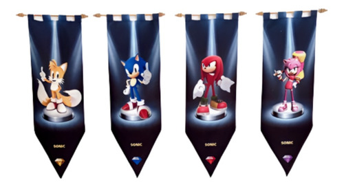 Sonic - Set Banderin Estandarte X4