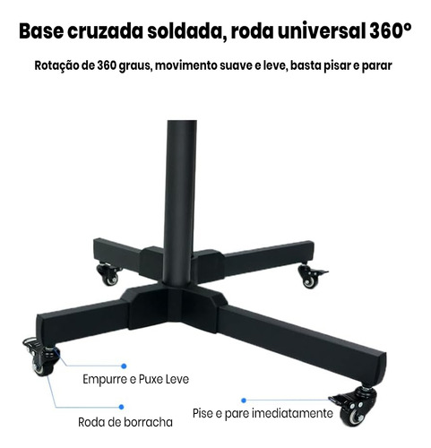 Suporte De Chão Para Tv / Monitor 32 A 75 Com Rodinhas