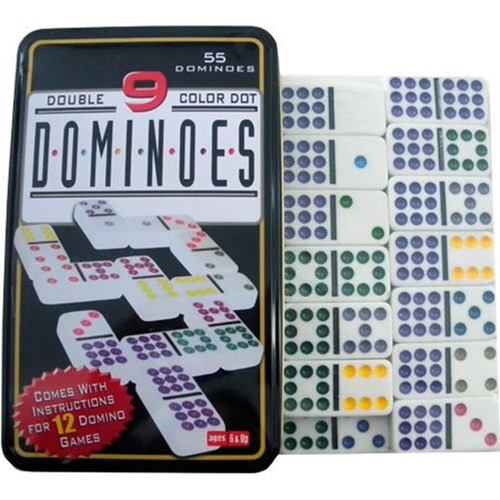 Juego Domino 55 Fichas Hasta El 9 Puntos Colores Familiar 