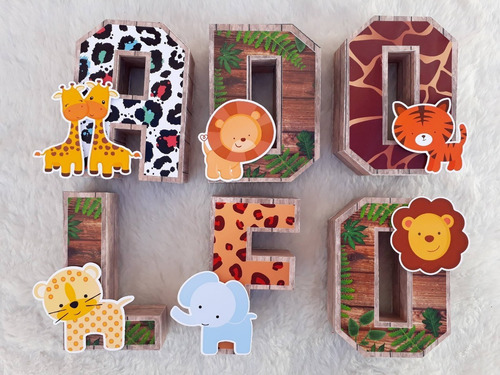 Letras 3d. Animales De La Selva 14 Cm De Alto X 4