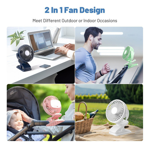L Ventilador Con Clip De 360° Portátil De 3 Velocidades,