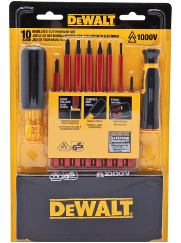 Imagen 2 de 7 de Juego Desarmadores Aislados 10 Piezas 1000 Volts Dewalt