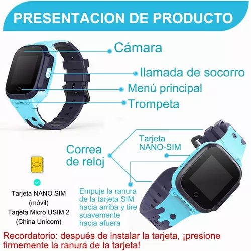 Reloj Inteligente Español O Inglés De Niños Pulsera Tarjeta Sim Foto  Impermeable