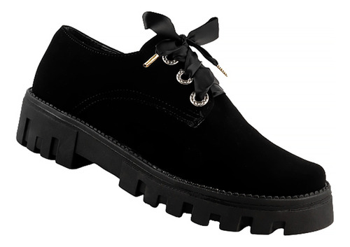 Zapato Escolar Niña Casual Negros Moda Suela Gruesa 010-n