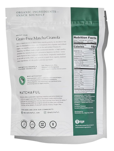 Matchaful Original Matcha Granola - Activada, Sin Granos, In
