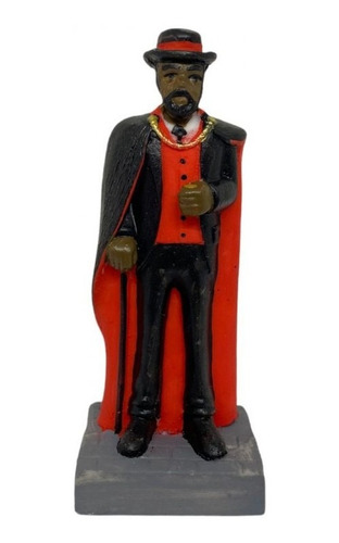 Escultura Exu Cartola Capa Preta E Vermelha 10,50 Cm Resina