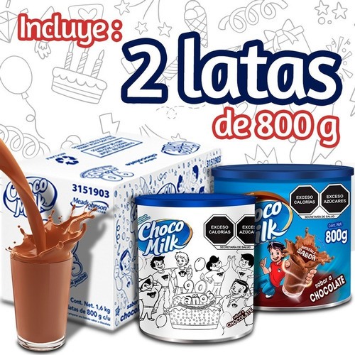 Choco Milk Colors Paquete Con 2 Latas De 800g C/u