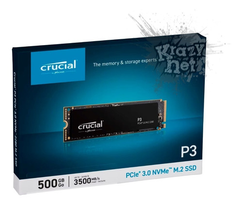 Imagen 2 de 4 de Disco Ssd 500gb Crucial P3 M.2 Pcie 3.0 Nvme 3500 Mb/s 3x4