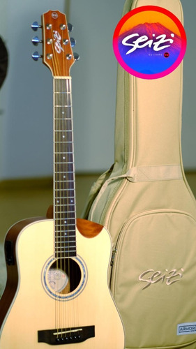 Violão Seizi Baby Akira Half Cutaway Natural Satin Com Bag