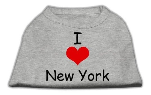 Camiseta  I Love New York  Para Mascotas, Gris, 10 Pulgadas.