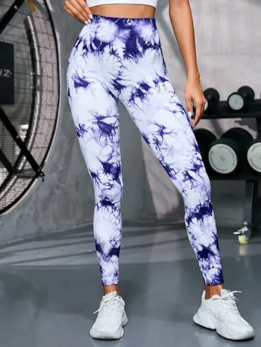 Lycra Leggings Tie Dye Push Up - Blanco Morado Ref. 1195