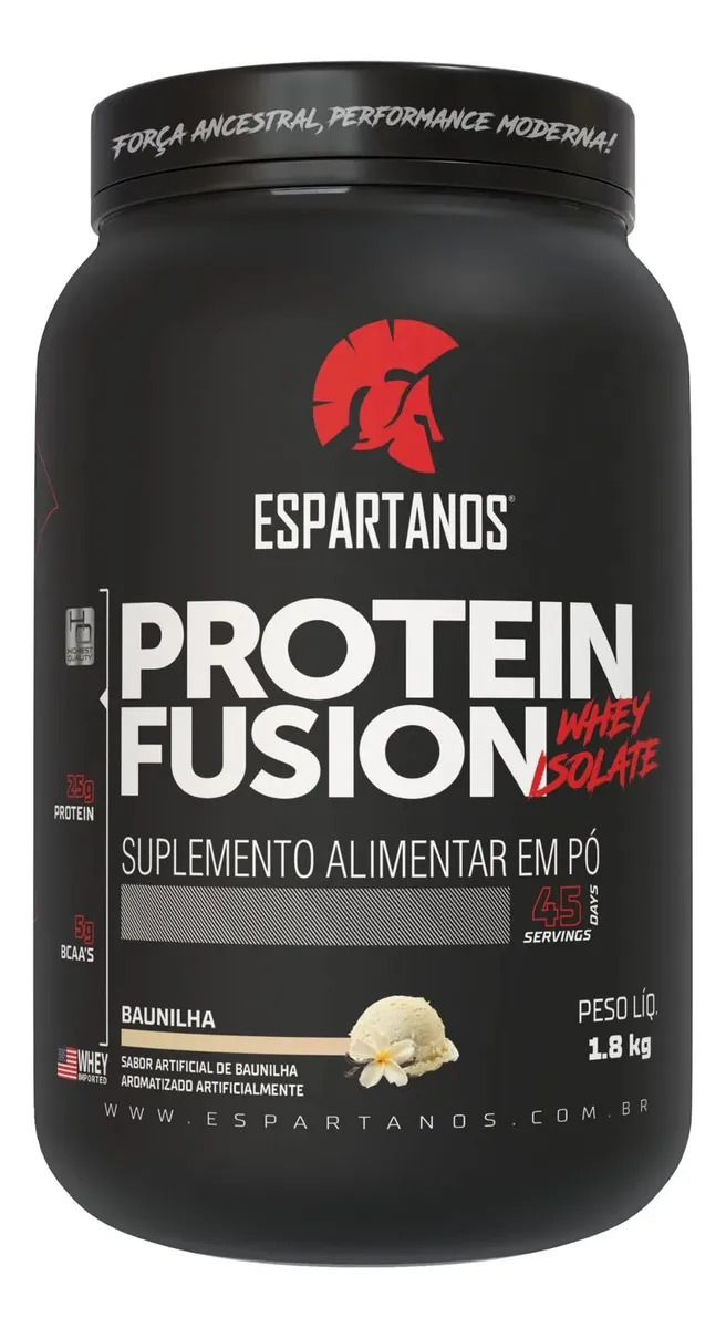 Proteína Espartanos Sports Protein Fusion Whey Isolate sabor Baunilha x 1.8kg