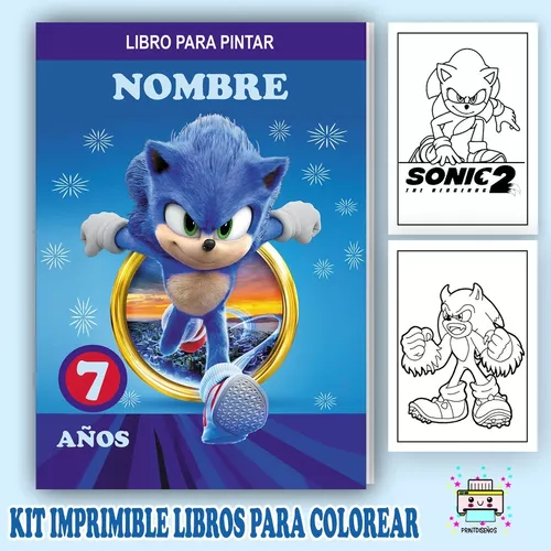 Kit Imprimible Editable Super Sonic + Libro Para Colorear