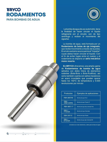 Rodamiento Bomba De Agua Rba-885746 Rba-88517 Sba-30*12