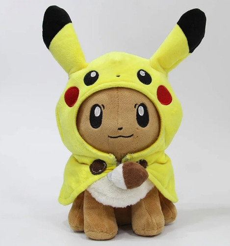 Eevee Peluche Pokemon Con Capa Pikachu De 35 Cm Importado 