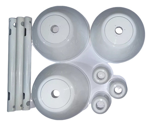 3 Kit Haste 25cm Canopla Copinho Branco Ventilador Teto Tron