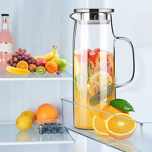 Paracity Jarra De Vidrio Con Tapa Y Pico 1.5l, Jarra De Agua