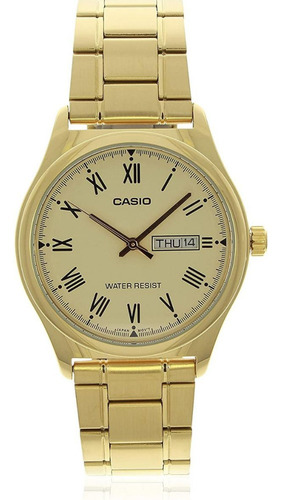 Relógio Casio Masculino Dourado Calendário Duplo Prova Dágua