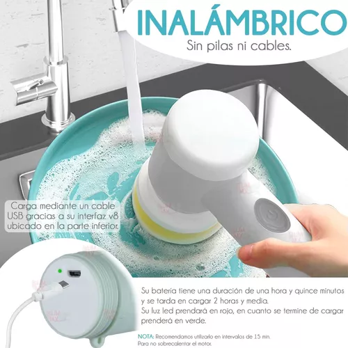 Comprar Cepillo de limpieza eléctrico para el hogar, cepillo de lavado de  baño 5 en 1, herramienta de limpieza de cocina, cepillo de bañera de mano  USB, limpiador de cepillo eléctrico para