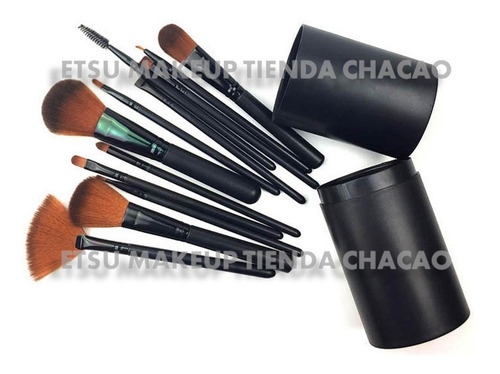 Set 12 Brochas Envase Tubular Maquillaje
