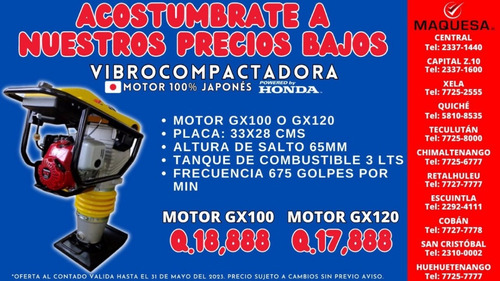 Vibroapisonadora Con Motor Honda