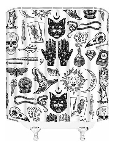 C Cortina De Ducha De Halloween Tarot Gótico Boho Palmistry
