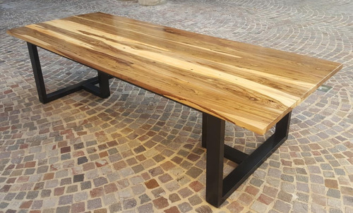 Mesa Mesón De Comedor Estilo Industrial Madera Maciza 3mts